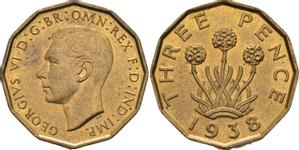 Großbritannien 3 Pence 1938 HP auf der Auktion Russiancoin - 16. März 2023