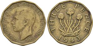 Großbritannien 3 Pence 1943 HP auf der Auktion Russiancoin - 22. Juni 2023