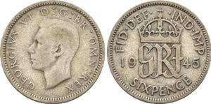 Großbritannien 6 Pence 1945 auf der Auktion Russiancoin - 22. Juni 2023