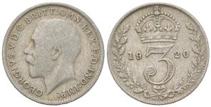 Großbritannien 3 Pence 1920 auf der Auktion Russiancoin - 8. August 2024