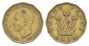 Großbritannien 3 Pence 1939 HP auf der Auktion Russiancoin - 12. Dezember 2024