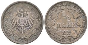 Germany 1/2 Mark 1917 A at auction Russiancoin - December 12, 2024