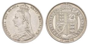 Великобритания 1 шиллинг 1890 JEB "Большой юбилейный портрет" на аукционе Russiancoin - 23 января 2025