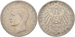 Германия 5 марок 1903 D "Бавария" на аукционе Russiancoin - 10 апреля 2025
