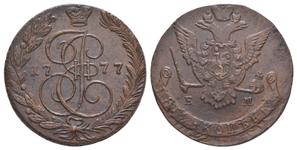 Россия 5 копеек 1777 ЕМ "Екатеринбургский монетный двор" at auction Russiancoin - May 15, 2025