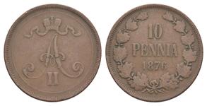 Finland 10 Pennia 1876 at auction Russiancoin - June 26, 2025