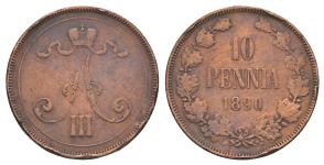 Finland 10 Pennia 1890 at auction Russiancoin - July 10, 2025