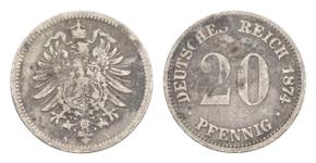 Deutschland 20 Pfennig 1874 A auf der Auktion Russiancoin - 10. Juli 2025