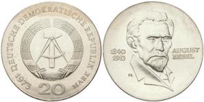 Deutschland 20 Mark 1973 "August Bebel" auf der Auktion Russiancoin - 24. Juli 2025