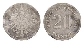 Deutschland 20 Pfennig 1874 D auf der Auktion Russiancoin - 7. August 2025