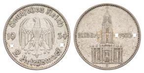 Deutschland 2 Reichsmark 1934 A "Garnisonkirche mit Datum" auf der Auktion Russiancoin - 7. August 2025