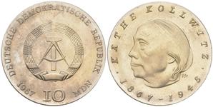 Niemcy 10 marek 1967 "Kollwitz" na aukcji Russiancoin - 7 sierpnia 2025