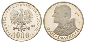 Polska 1000 złotych 1983 MW "Jan Paweł II" na aukcji Russiancoin - 7 sierpnia 2025