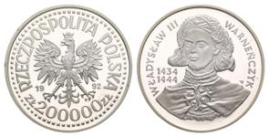 Polska 200000 złotych 1992 MW ET "Władysław III Warneńczyk" na aukcji Russiancoin - 7 sierpnia 2025