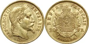France 20 Francs 1869 A at auction Восточно-европейский - July 17, 2025