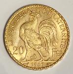 Francja 20 franków 1907 na aukcji ЮКС - 21 czerwca 2025
