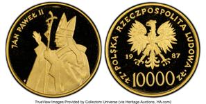 Polska 10000 złotych 1987 MW SW "Jan Paweł II" na aukcji Heritage - 29 sierpnia 2025