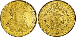 México 8 escudos 1777 Mo FM en subasta Aureo & Calicó - 13 de marzo de 2025