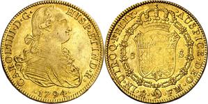 Mexico 8 Escudos 1794 Mo FM at auction Aureo & Calicó - March 13, 2025