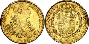 México 8 escudos 1795 Mo FM en subasta Aureo & Calicó - 13 de marzo de 2025