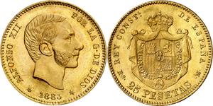 Spain 25 Pesetas 1883 MSM at auction Aureo & Calicó - March 13, 2025