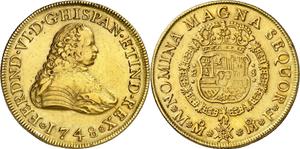 México 8 escudos 1748 Mo MF en subasta Aureo & Calicó - 13 de marzo de 2025
