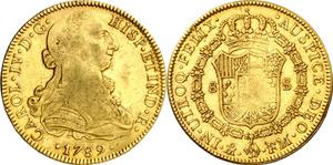 México 8 escudos 1789 Mo FM en subasta Aureo & Calicó - 29 de mayo de 2025