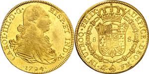 Mexico 8 Escudos 1794 Mo FM at auction Aureo & Calicó - May 29, 2025