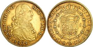 México 8 escudos 1804 Mo TH en subasta Aureo & Calicó - 29 de mayo de 2025