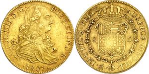 México 8 escudos 1807 Mo TH en subasta Aureo & Calicó - 29 de mayo de 2025