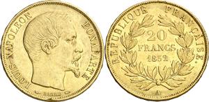 Francja 20 franków 1852 A na aukcji Aureo & Calicó - 3 lipca 2025