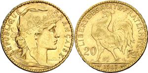 Francja 20 franków 1907 na aukcji Aureo & Calicó - 3 lipca 2025