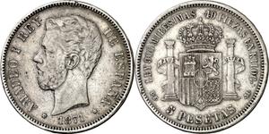 Spain 5 Pesetas 1871 DEM at auction Aureo & Calicó - July 3, 2025