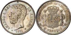 Spain 5 Pesetas 1871 DEM at auction Aureo & Calicó - July 3, 2025