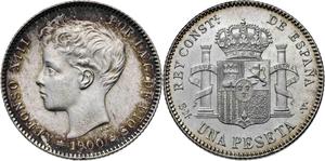 Spanien 1 Peseta 1900 SMV auf der Auktion Aureo & Calicó - 3. Juli 2025