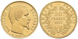 France 20 Francs 1853 A at auction Zöttl - July 5, 2025