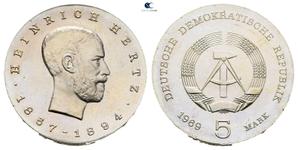 Германия 5 марок 1969 "Генрих Рудольф Герц" на аукционе Savoca Numismatik  - 26 июля 2025