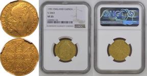Großbritannien 1 Guinee 1701 "Zweite Lorbeerbüste" auf der Auktion Coin Cabinet - 29. April 2025