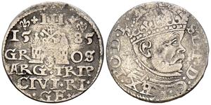 Polska Trojak 1585 "Ryga" na aukcji ibercoin - 22 lipca 2025