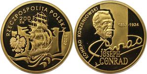 Poland 200 Zlotych 2007 MW RK "125th Anniversary of Konrad Korzeniowski's Birth" at auction BAC - January 14, 2025