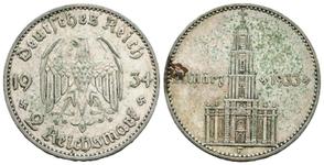 Deutschland 2 Reichsmark 1934 A "Garnisonkirche mit Datum" auf der Auktion Frühwald - 14. September 2025