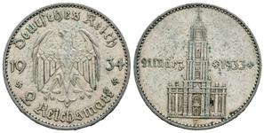 Deutschland 2 Reichsmark 1934 F "Garnisonkirche mit Datum" auf der Auktion Frühwald - 14. September 2025