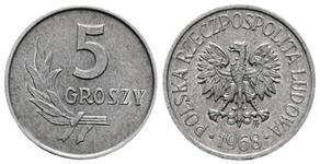 Polska 5 groszy 1968 MW na aukcji Frühwald - 14 września 2025