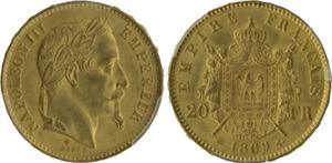 France 20 Francs 1869 BB at auction Warin Global Investments - May 23, 2025