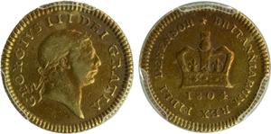 Gran Bretaña 1/3 de guinea 1804 "Segundo busto de laureado" en subasta Warin Global Investments - 23 de mayo de 2025