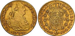Peru 4 Escudos 1794 IJ at auction Sedwick - May 9, 2025