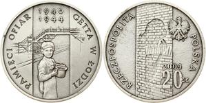 Polska 20 złotych 2004 MW ET "Pamięci Ofiar Getta w Łodzi" na aukcji Numisbalt - 9 marca 2025