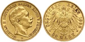 Alemania 20 marcos 1898 A "Prusia" en subasta Numisbalt - 9 de marzo de 2025