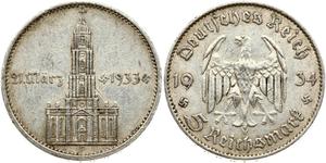 Germany 5 Reichsmark 1934 F "Garrison Church (with date)" at auction Numisbalt - March 9, 2025