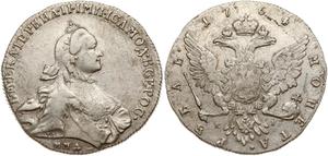 Rusia 1 rublo 1764 ММД EI "Con bufanda" en subasta Numisbalt - 13 de abril de 2025